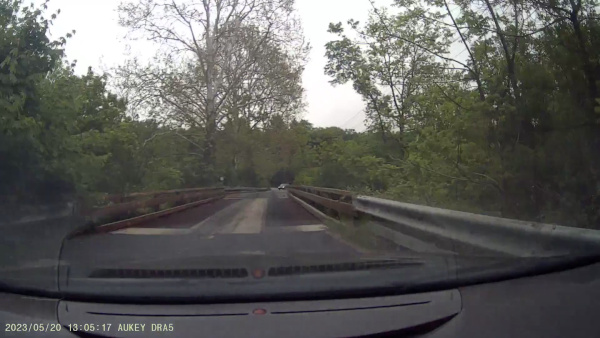 Image of PA-896 at the one-lane bridge over Muddy Run.